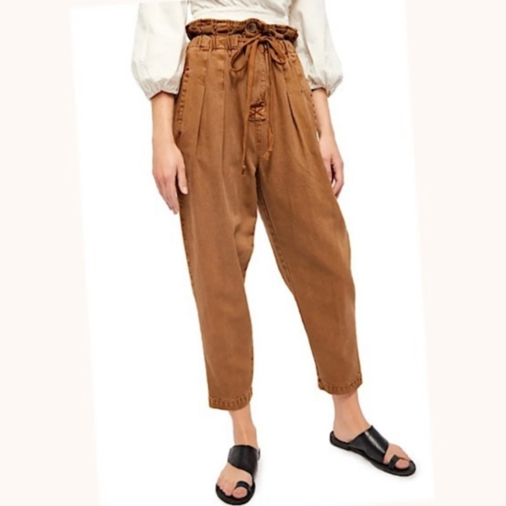 Free People Margate Pants Brown Paper Bag Tapered